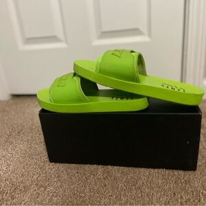 Lux Women's Neon Green Slide Sandals